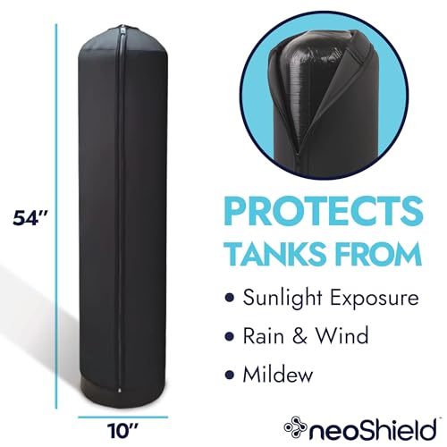 NeoShield Neoprene Tank Jacket for Water Softener & Filter Tanks, Zippered Cover for Condensation Control, UV & Weather Protection, Black by Neo-Pure (10''D x 54''H) 10''D x 54''H