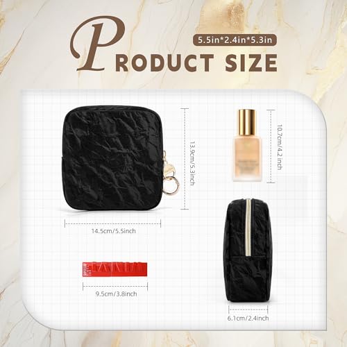 Sanitary Bag Small Hygiene Bag for Sanitary Towels Tampon Storage Bag for Sanitary Towels and Tampons Girls Period Panty Liners On the Go Emergency Set Gifts for Women 14 x 6 x 13.5 cm (Black) Black