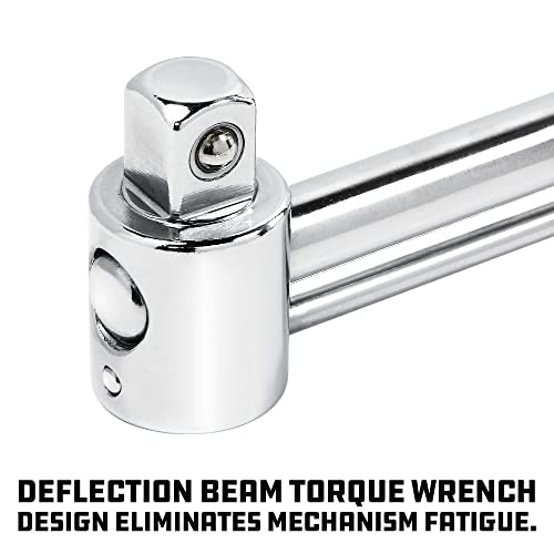 Powerbuilt 1/2-Inch Drive Needle Torque Wrench, Beam Torque Wrench 0-150 Foot/Pounds and 0-20 Meter/Kilograms, High Visibility Markings for Easy Readings - 944050