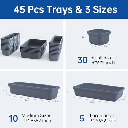 90 Pack Tool Box Organizer Tool Tray Dividers, Toolbox Drawer Organizers Storage Trays for Rolling Tool Chest, Work Bench Cabinet Bins, Parts Screw Nut Bolt Small Tools Organization - Grey & Orange