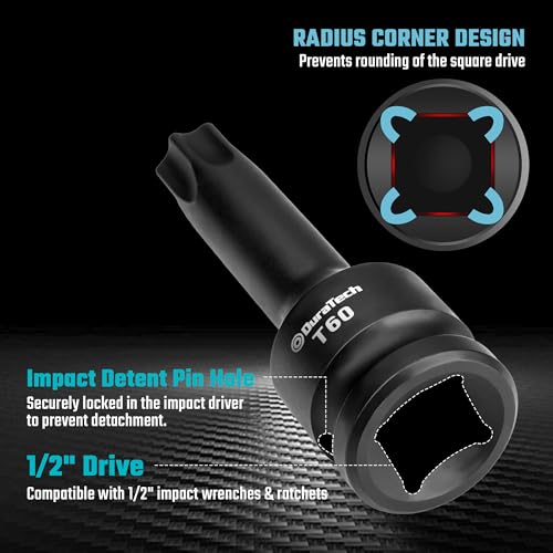 DURATECH 8-Piece 1/2" Drive Impact Torx Bit Set