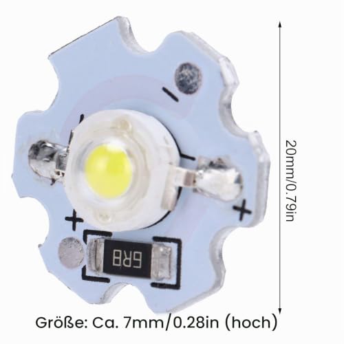 Garosa 25-Piece LED Lamp Beads 5V LED Chips 200LM 1W High Power SMD LED Lamp Chip Bulb for Replacement of Foodlight/Spotlight Bulbs in Home Studio (Pure White 6000-6500K)