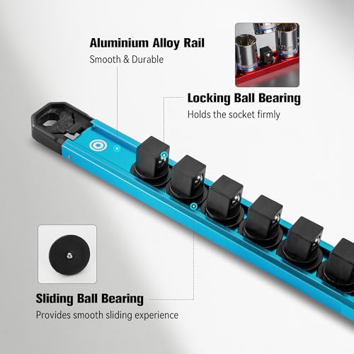 DURATECH 6PCS 1/4", 3/8", 1/2" Magnetic Socket Organizer Set with 64 Clips