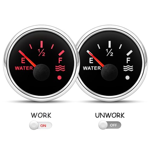 52mm Water Level Gauge 0-190ohm, Water Indicator Tank Level Meter 7 Colors Backlight Universal for Car Boat BS-52mm Water level gauge