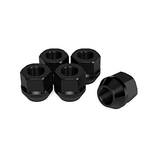 20pcs Open End Lug Nuts, 1/2x20 Threads, 0.81" Length, Cone Conical Taper Acorn Seat, 19mm 3/4" Hex Head, Compatible with Ford Lincoln Dodge Jeep and More - Black