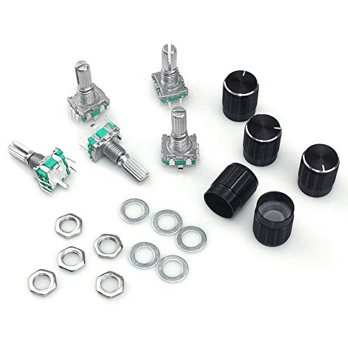 5 Set 360 Degree Rotary Encoder Code Switch Push Button EC11 Digital Potentiometer with Switch 5 Pin Handle Length 20mm and Knob Cap for Arduino Electronics Projects