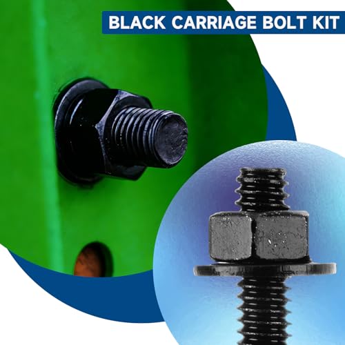 50 Sets 1/4-20 x 1-1/2 Black Carriage Bolts and Nuts Kit Stainless Steel