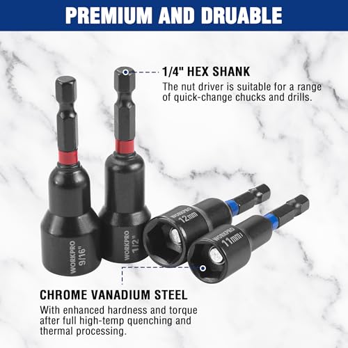 WORKPRO 27 PCS Magnetic Nut Driver Set with Quick-Release Extensions 27PCS Magnetic Nut Driver Set