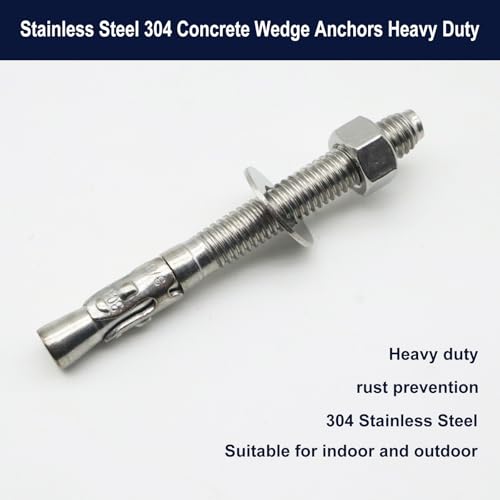 Stainless Steel 304 Concrete Wedge Anchors Heavy Duty Fasteners 1/4in 3/8in 1/2in Set of 24
