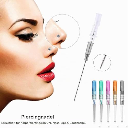 s Piercing Needles 16 g, 50 Pieces Ear Nose Piercing Needles IV Catheter Needles Ear Nose Piercing Needle (16G) 16g