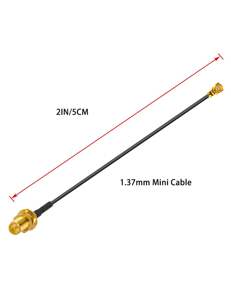 2PCS U.F.L1 to RP-SMA Female Low Loss Coaxial Cable 2" /5CM U.F.L1 1.37mm Coaxial Pigtail Cable for Wireless Routers Mini PCIE Network Cards PCI Wi-Fi WAN Repeater