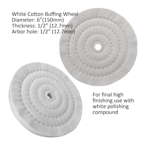 6" Stainless Steel Polishing Buffing Kit for Bench Grinder, 1/2" Hole-6pc
