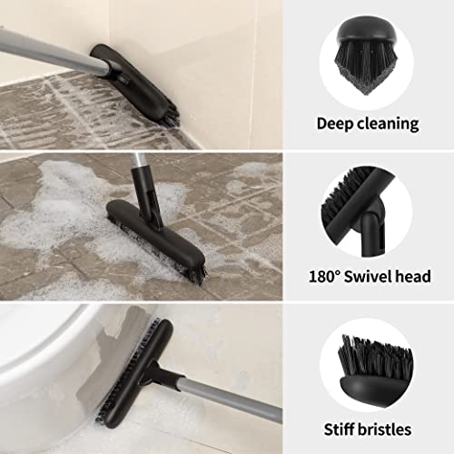 MR.SIGA Heavy Duty Grout Scrub Brush with Long Handle