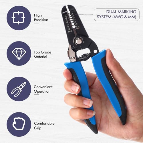 MorningRo 12 Pcs 10-22 AWG Wire Strippers and Cutter with Safety Lock and Spring Loaded 7inch Multi-Function Wire Stripping Tool Insulated Stripping Pliers Bulk for Electrician Craftsmanship