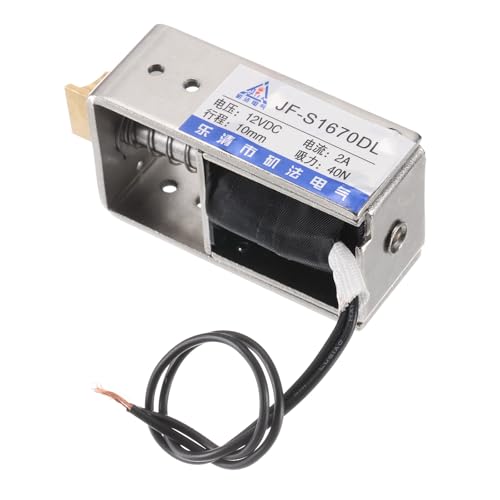 QUARKZMAN DC 12V 2A Solenoid Electromagnet Push Pull Type JF-S1670DL | Electromagnetic actuator, magnetic electromagnet, 40N 10 mm stroke, open frame, linear movement