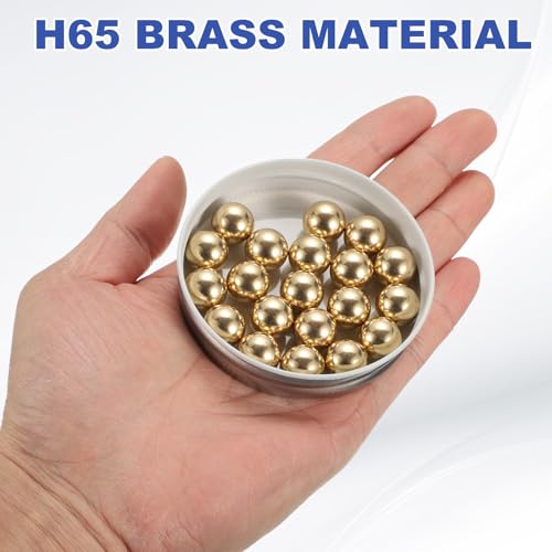 sourcing map 20 Pcs Bearing Balls, 1/2" 12.7mm Precision H65 Brass Bearing Balls Industrial Brass Ball Spheres for Machinery, Automotive, and DIY