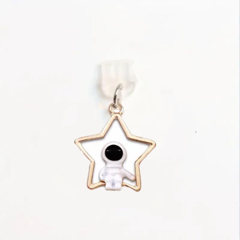 Dust Plug Charm Cute Astronaut Earphone Jack Stopper Cap Pendant Anti Dust Plug Kawaii USB Type-C Plug Cell Phone Anti-Dust Plugs for iPhone Charge Port (Star)