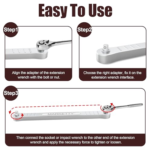 Offset Extension Wrench for Tight Spaces, Heavy Duty Wrench Extender Tool Silvery