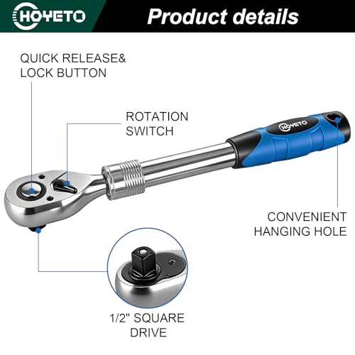 1/2" Extendable Ratchet Wrench,72-tooth 5° arc 1/2"