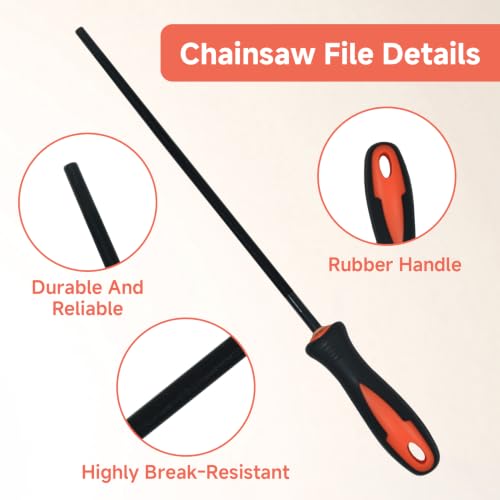 4 Pieces Chainsaw File Set - Round Metal Files with Handle and Guide, 4 Sizes (3.2mm, 4.0mm, 4.8mm, 5.5mm) Chainsaw Sharpener, Chain File for DIY and Professional | 4 Größen (3,2 mm, 4,0 mm, 4,8 mm, 5,5 mm) Feilenset Metall mit Griff und Guide Geeignet...