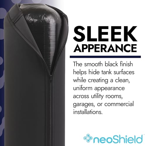 NeoShield Neoprene Tank Jacket for Water Softener & Filter Tanks, Zippered Cover for Condensation Control, UV & Weather Protection, Black by Neo-Pure (10''D x 54''H) 10''D x 54''H