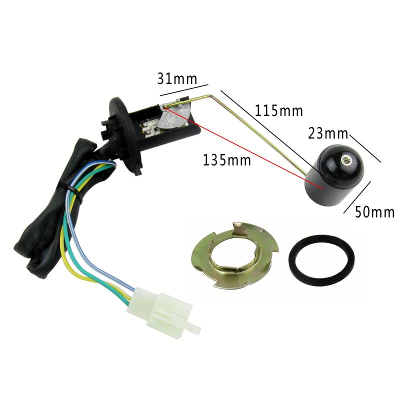 3 Wire Fuel Tank Level Sensor for GY6 50 60 80CC CH250 Big Ruckus Baja Hammerhead 250 ATV Go Kart Scooter Kazuma Rokata Benzine Sender Niveau Gauge Sensor Replace 139QMB 152QMI 157QMJ CN250