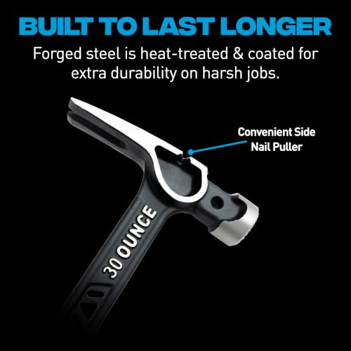 OX Ultrastrike 30 oz Framing Hammer, Milled Face, Martillos De Construccion 30-oz, Milled Face