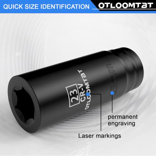 OTLOOMTBT 32PCS Impact Socket Set 1/2" Drive Metric & SAE Deep Sockets 1/2 Inch 32 PCS