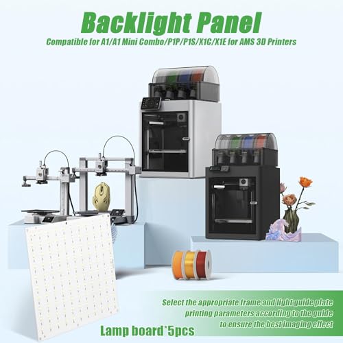 5 Pcs CMYK LED Backlight Board Kit Compatible with Bambulab A1/A1 mini Combo/P1P/P1S/X1C/X1E AMS 3D Printer 3D Printer Light DIY Hardware Model Spare Parts 5V 2A Type-c Powered White