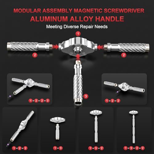 115-In-1 Magnetic Screwdriver Set Ratchet Screwdriver Set S2 Steel Drill Bits Multi-Functional Compact Repair Tool Kit Suitable for Furniture Precision Appliances Bicycles Ideal Gift for Men ‎black