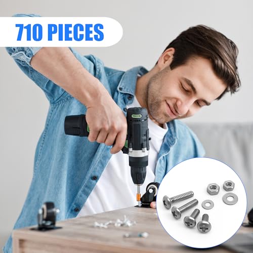 CraftGenes 710PCS Machine Screws Nuts and Washers Assortment Kit, Stainless Steel #4-40#6-32#8-32#10-24 Pan Head Bolts Set, Fasteners Hardware Kit with Case