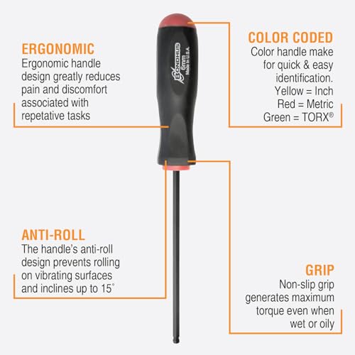 Bondhus 10699 Set of 9 Balldriver Screwdrivers, ProGuard Finish, sizes 1.5-10mm One Size
