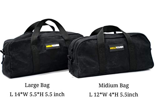 MELOTOUGH Waxed Canvas Utility Tool Tote bag Combo Kit-Includes 1 Medium & 1 Small Tool Organizer Bags for Electrician, Plumbing, Gardening, HVAC