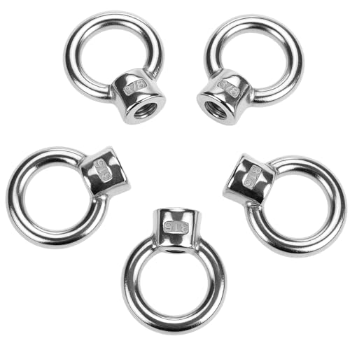 QWORK Lifting Eye Nut, 20 Pack, 3/8" UNC Marine Grade Stainless Steel 316