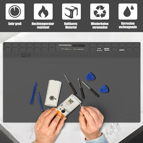 Soldering Mat Silicone 500°C Heat Resistant 60 x 35 cm | Large Workbench Mat Antistatic Repair Mat for Soldering, Mobile Phone, Computer iPad, Watches and Electronic Repairs