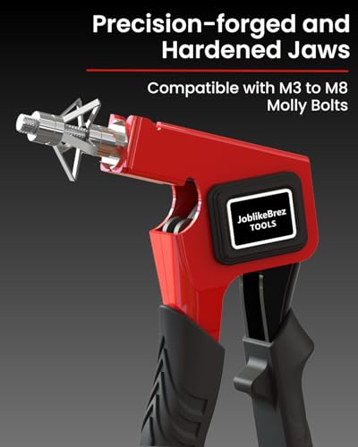 Molly Bolts for Drywall Plaster Walls (0.12"-1.28"), 34 PCS in 3 Sizes, Heavy Duty Hollow Wall Anchors with Setting Tool, Perfect for TVs, Curtain Rods, Mirrors, Towel Racks, Up to 55 lbs Red