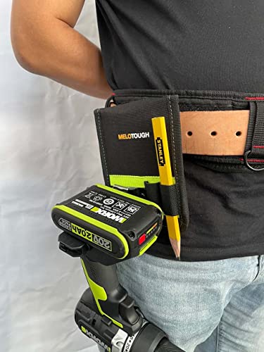 MELOTOUGH 1 Pack 2 Inch Nylon Web Work Belt + 1 Pack Cordless Drill Holder Hook Tape Measure Clip Drill