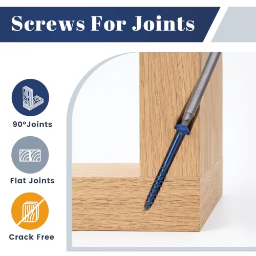 Mellewell #8 x 2-1/2" Blue Coated Pocket Hole Screws, Square Drive Self Tapping Wood Screws, Coarse Thread Anti-Rust Coated Wood Screw, 65MM 150MM Drive Bits Included, Carbon Steel, 300 PCS #8 x 2-1/2"