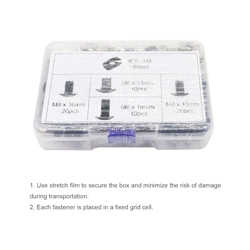120Pcs 4040 Aluminum Extrusion Hardware Black Kit - M8 T Slot Nuts & Bolts 10Pcs M8x14, 40 M8x16, 10 M8x18, 60Pcs 40 Series M8 Drop-in T Nuts, Compatible with 4040 4080 Extrusion Accessories 40 Series Type Black