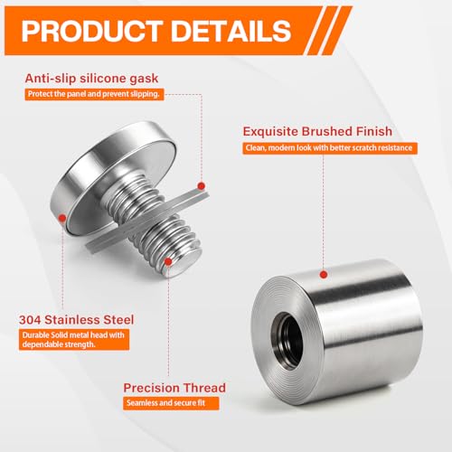 50 Pack 1" x 1.2" Stainless Steel Standoff Screws for Acrylic Signs, Silver 1" x 1.2", 50 Pcs
