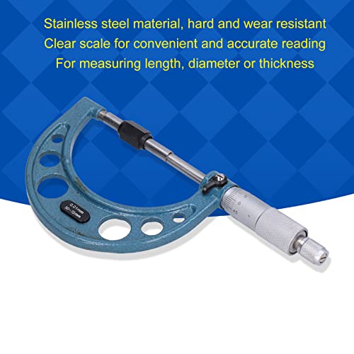 Micrometer 25-50MM 0-25MM 50-75MM 75-100MM Outside Micrometer Stainless Steel High Accuracy Thickness Gauge Accuracy 0.01mm, Default