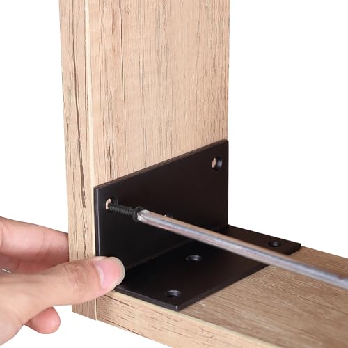 4 PCS Iron 4 Inch L Right Angle Bracket with Screws, 4" x 2" x 2" Metal Joint Bracket 90 Degree Corner Brace for Wood Bookshelf Furniture Cabinet, Thickness 3 mm Heavy Duty Black Brackets 4" x 2" x 2" - 4pcs - Black
