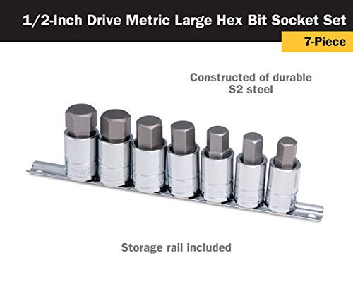 Titan 16157 Metric Large Hex Bit Socket Set, 7 Piece 1/2-Inch Dr. Metric 7-Piece