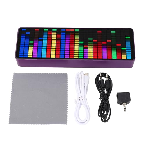 Music Spectrum Display, 384 LED Audio Spectrum Analyzer with Clock, 20 Dynamic 7-Color Music Spectrum Pickup Analyzer with 1624 Segment Rhythm Light Level Voice Sensor, for Audio