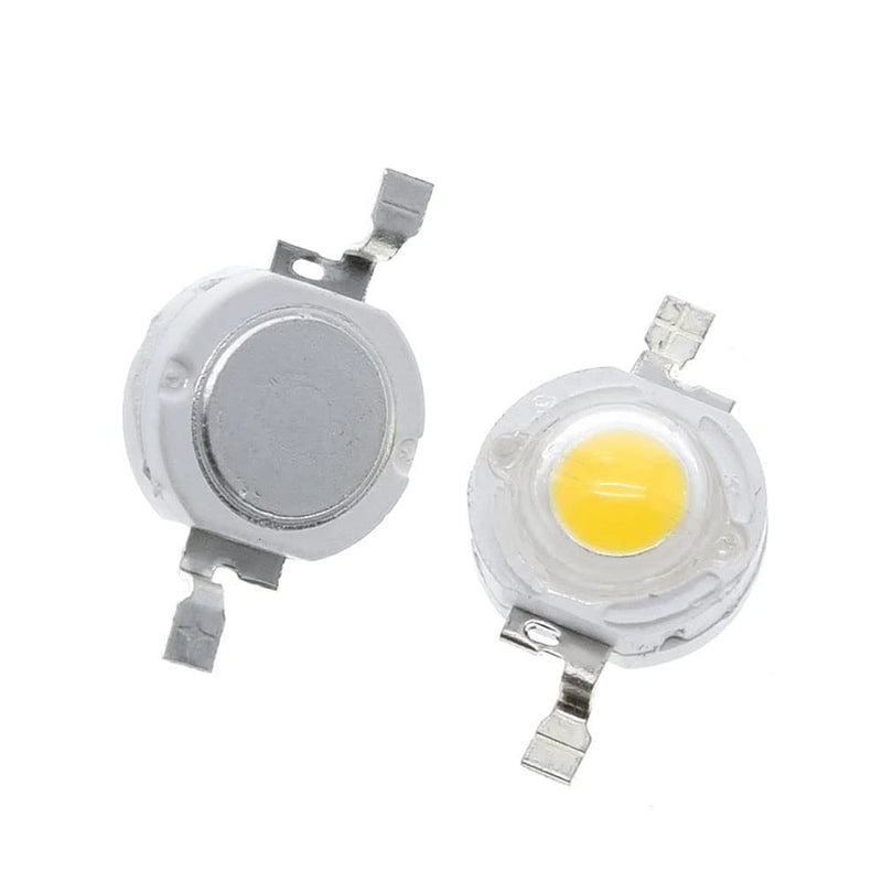 Vrabocry 50-pcs high power LED chip 3W warm white (3000K-3500K with input 560mA-700mA connection DC 3V-3.4V with 3 watts) super bright intensity SMD COB light emitter components diode 3W bulb lamp warm white 3000k