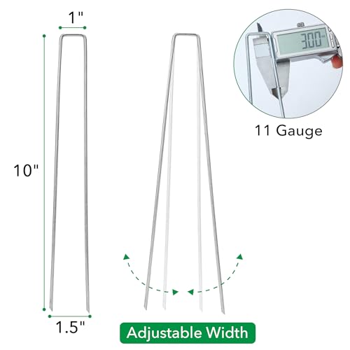 UNCO- Galvanized Landscape Staples, 10 Inch, 200 Pack, Garden Staples, U-Shaped Landscape Pins for Weed Barrier Cover, Ground Cover