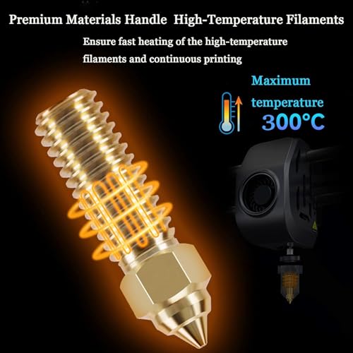 15 pieces K1 brass nozzle set, 3D printer high speed 5 pieces 0.4 mm nozzles and 2 pieces 0.2 mm, 0.6 mm, 0.8 mm, 1.0 mm, 1.2 mm nozzle set for K1, K1 max, Ender 3 V3 KE, CR-10 SE K1 Brass Multi Size