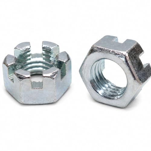 3/4-10 Castle Nut, Zinc Plated Grade 2 Steel, Coarse Thread, Slotted Hex Lock Nut, 20 Pack