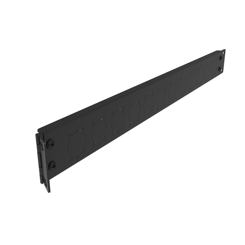 Jingchengmei 12 Port/Way/Hole Hinged Patch Panel - 1U 19" Rack Mount D-Type Connectors - Audio with Hinged Side (H1U12D, Black)