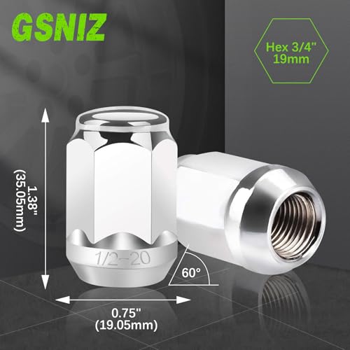 20PCS Chrome Closed End Bulge Acorn Style Lug Nuts, 1/2"-20 Thread Size - Conical 60 Degree Seat，for Ford Mustang 1964-2014,Ranger 1990-2010,Explorer 1991-2015,F-150 1989-1996 Silver